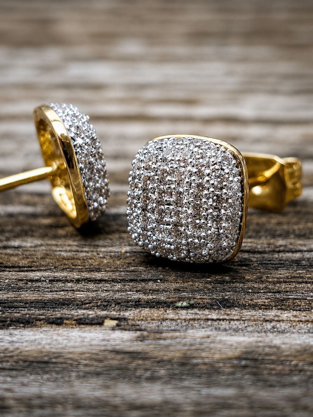14k GP Cushion Style Simulated Diamond Earrings